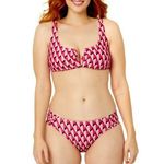 Time & Tru NWT  Women's Geo Print V-Wire Bikini set size medium 8-10 pink swim Photo 0