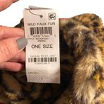 INC International Concepts Red Black Leopard Color Block Print Faux Fur Scarf Photo 8