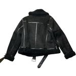 ZARA Women's Black Faux Suede/ Shearling-Lined Zippered Moto Jacket XXL 2XL Photo 1