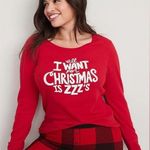 Old Navy NWOT  Red Thermal Knit LS Top All I Want For Christmas is ZZZ’s Size 3X Photo 0
