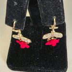 Gold Filled Velvet Red Rose Drop Earrings Photo 4