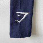 Gymshark Navy Athletic Ankle Leggings Stretch Elastic Waist White Logo Skinny Photo 4