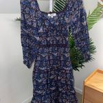 SEA NEW YORK Navy Pink Noah Smocked Long Sleeve Midi Dress Size‎ 2 Blue Photo 3