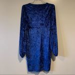 ASOS NWT  Blue Velvet Balloon Long Sleeve Bodycon V-Neck Mini Dress Size 4 Photo 8