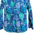 Talbots  Tunic Top Womens Small Blue Multicolor Fish Ocean Novelty Print Blouse Photo 3