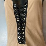 Iris  Tan Lace-Up Mini Dress Photo 2