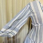 Blue Island  Women Boho Swim Cover Up Blue/White/Stripe Long Bell Sleeve Sz S Photo 4