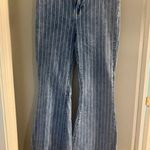 Cello Flare Wide Leg Jeans in Blue and White Photo 8