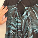 Lulus Lulu’s| Black and Teal Leaf Print Handkerchief Dress sz Small Photo 3