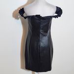 Venus  Black Faux Leather Bodycon Mini Dress NWT Size 6 Photo 3