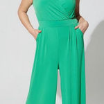 Torrid  Studio Knit Surplice Tie Back Green Jumpsuit - Size 14/16 (1) Photo 0