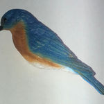 Vintage Blue and Brown Bird Brooch Pin Photo 0