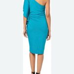 Trina Turk NWT Blue Asymmetrical Ruched Cocktail Dress Photo 1
