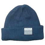 Castano Women's Blue Rib Knit Cuffed Logo Patch Fold Up Beanie Hat Cap One Size Photo 0