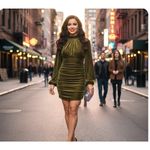 Pretty Little Thing  Dress Womens 0 Olive Green Velvet Ruched Long Sleeve Mini Photo 10