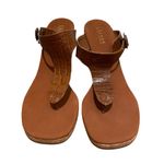 Ralph Lauren Lauren  Ayva Polo Tan Embossed Croc Wedge Sandals Womens Size 11 Photo 3