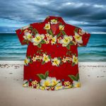 Alvish Women’s Hawaiian Shirt Blouse Sz S Red with Yellow Hibiscus Enjoy Life Photo 0
