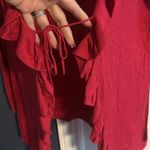 Escada Sport large Pink Ruffled Cardigan Sweater tied but open stretchy fabric Photo 2