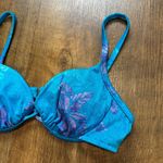 Vtg Athena Shimmer Floral Bikini Top Sz 10 Turquoise Blue Beach Resort Photo 1