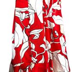 Philosophy NWT Coral Calla Lily Print Red and White Dress Flare Bottom, Sz Lg Photo 5