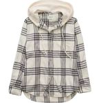 American Eagle - NWT Plaid Button Down Y2K Grunge Hooded Shirt Jacket Sz S Photo 1