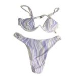 SheIn 2 PC Purple Wave Sexy Bikini w Underwire Bra Top Cheeky Bottom XS Photo 1