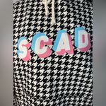Chic Houndstooth Hoodie with Graphic Detail Black Photo 2