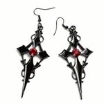 Retro Style Gothic Black Cross Earrings Funky Vintage Style Faux Fashion Jewelr Photo 6