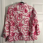 Life Style Vintage Pink and White Abstract Patterned Cotton Blazer Jacker Size XL Photo 4