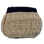 Unbranded Handmade Crochet Knit Coin Pouch Beige Black Zip Mini Cream Photo 1