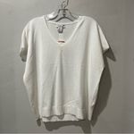 Rachel Zoe NEW  short sleeve sweater top Shirt White Size Large V Neck Buttons Photo 1