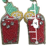 Chic Soul Let's Grab A Drink Earrings, Red Seed Beads Beaded (3.0x1.5in) Photo 3