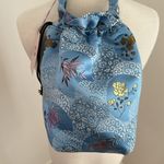 Gigi Chicago Blue Satin Floral Print Drawstring Bag NWT Photo 1