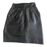 Vintage 80s Soft Black Genuine Leather Pencil Skirt Size S Photo 0