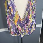 CAbi “Petals” Purple Multi Watercolor Chiffon Crossover Flowy Tank Top Small NWT Photo 9