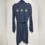 Military Style Chic Navy Trench Coat with Gold Buttons Medium Blue Photo 1