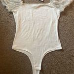 NWT Bodysuit with Sheer Polka Dot Puff Short Sleeves White Photo 4