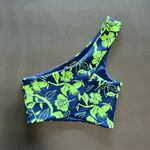 ZARA  One Shoulder Green & Navy Floral Print Crop Tank Top Women’s Sz S EUC Photo 1