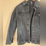 Free People Oversized Distressed Black Denim Jacket size XS Photo 5