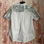 Clu Too White Striped Blue Bandana Paisley Mixed Media Printed Button Up Shirt Size M Photo 6