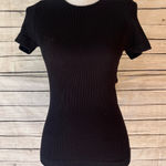 Free People Intimately  Black Ribbed Short Sleeve Top Size M/L Photo 0
