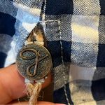 Gimmicks by BKE Gimmicks S Navy White Gingham Off-Shoulder crop Top tie in back Photo 7