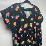 Dip Dress Womens XL Novelty Fruit Print Linen Tropical Beachy Travel Vacation Black Photo 4