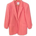 Nine West Womens Ruched Sleeve Open Front Gauze Blazer Size XL Coral Preppy Work Photo 1