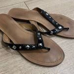 Coach  Shimmer Sandal Black Leather Studded Thong Flip Flop Size 10 Photo 0