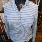 J Crew denim striped 1/4 button elevated basics 6 top Pink Photo 0
