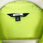 John Mark  Wire Collar Crochet Button Up Tunic Size Medium Lime Green Solid Photo 5