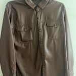 Zenana  Brown Leather Button Top Photo 0