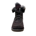 Sporto Size 8 NEW HOLLY Womens Ankle Boots Leather Faux Fur Brown Lace Up Heeled Photo 2