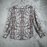 CAbi Serpentine Blouse Beige Brown Snakeskin Print Long Sleeve Womens S Pullover Photo 1